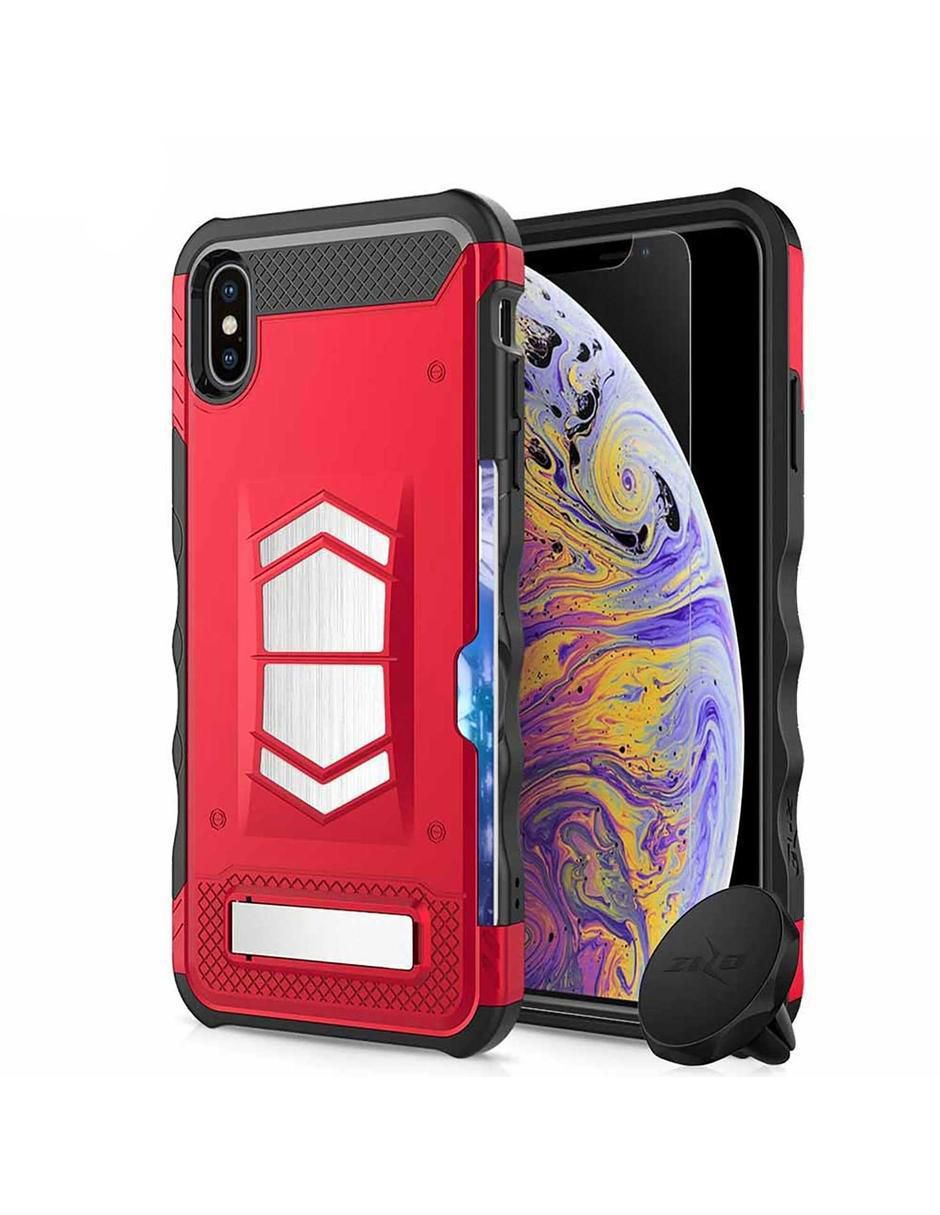 Funda Electro para iPhone XS Max con mica cristal y soporte magnético 4