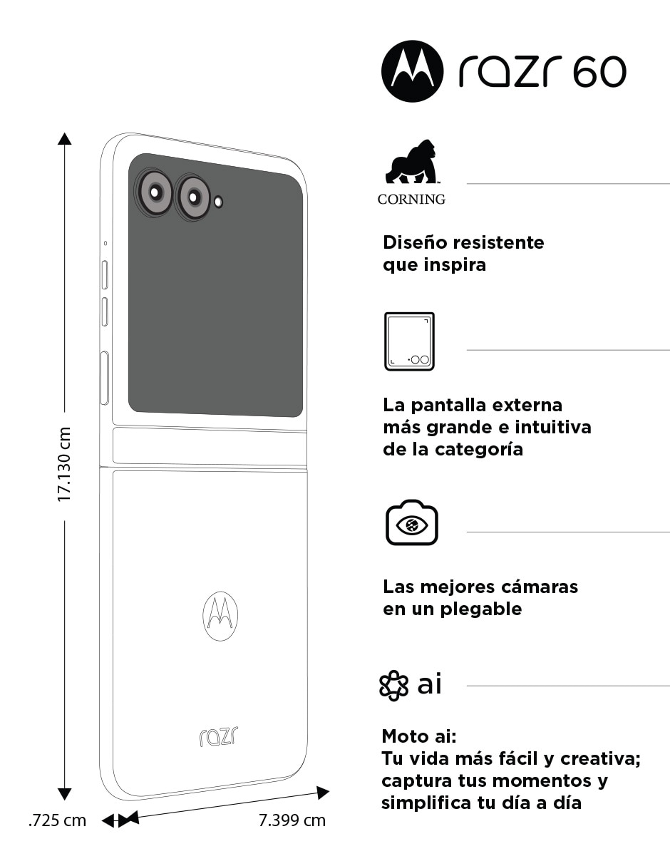 Smartphone Moto Razr 60 POLED 6.9 pulgadas 11