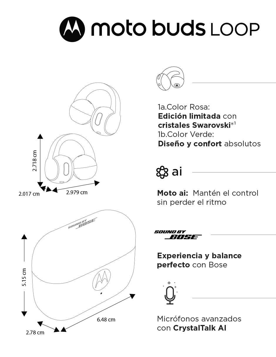 Audífonos On-Ear Moto Buds Loop inalámbricos con cancelacion de ruido 7