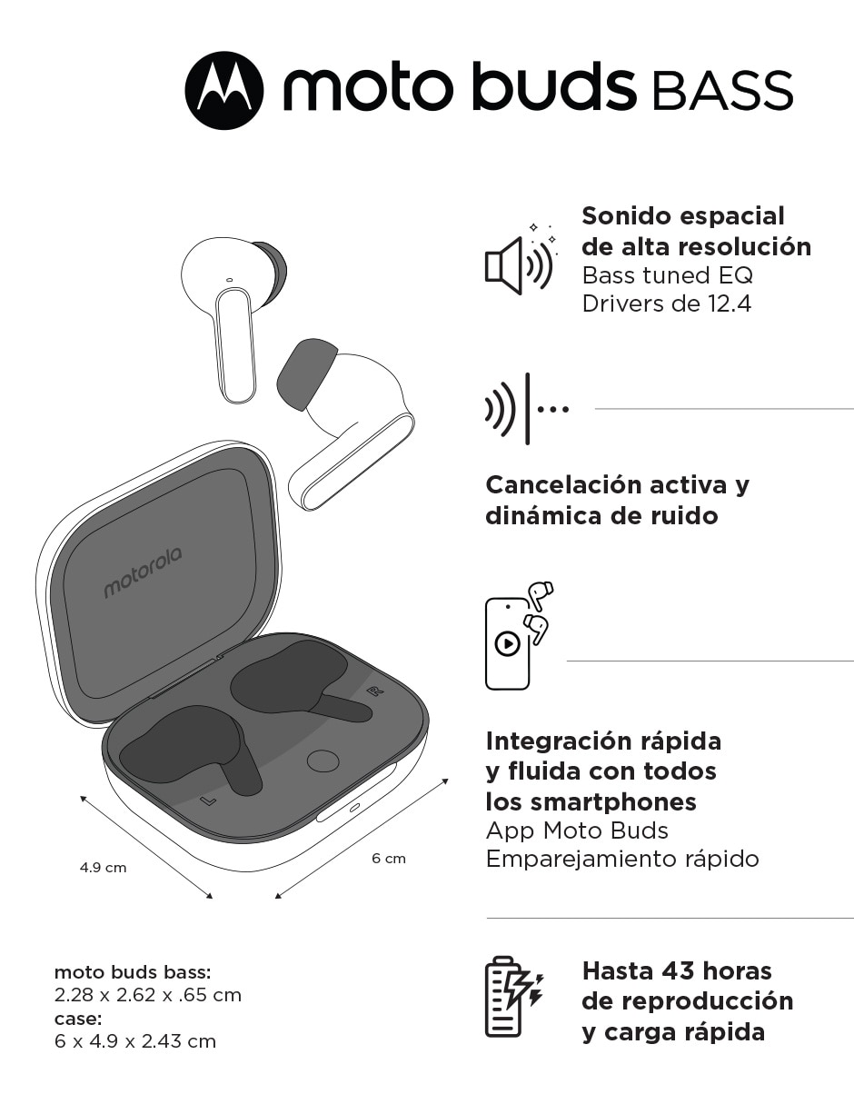 Audífonos In-Ear Moto Buds Bass inalámbricos con cancelación de ruido 8